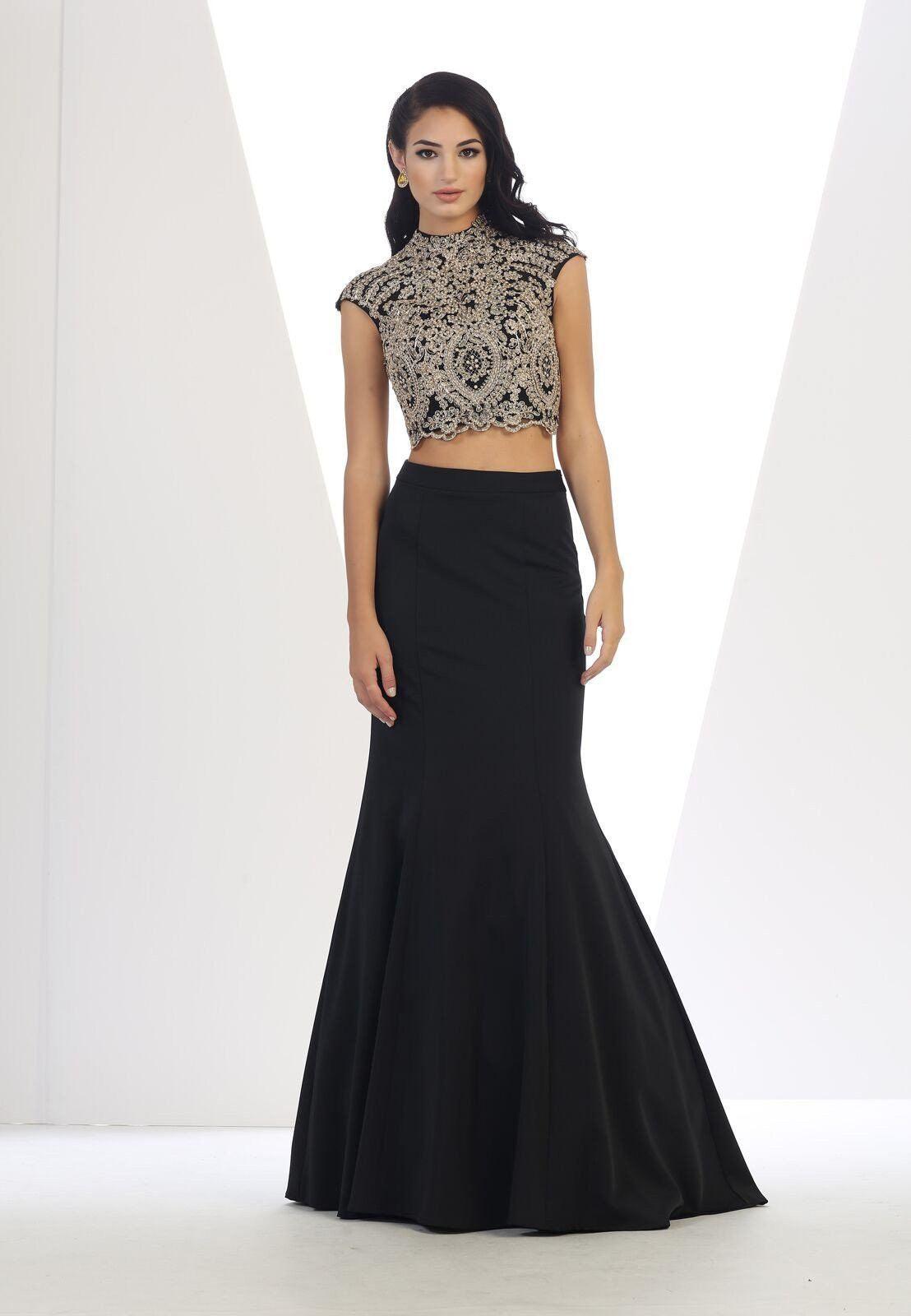 Long Prom 2 Piece Formal Homecoming Gown - The Dress Outlet May Queen