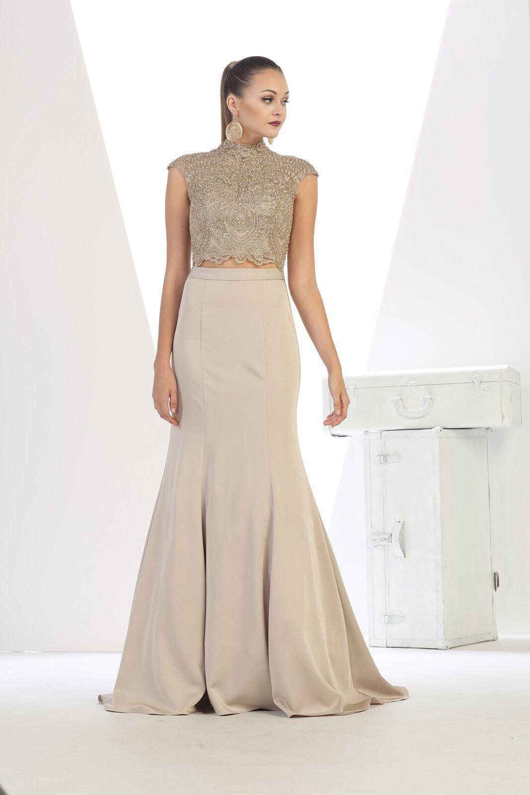 Long Prom 2 Piece Formal Homecoming Gown - The Dress Outlet May Queen