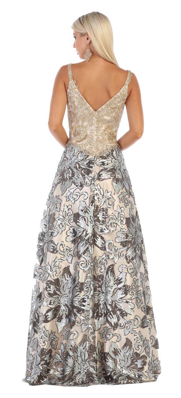 Long Prom Beaded Formal Evening Gown - The Dress Outlet May Queen