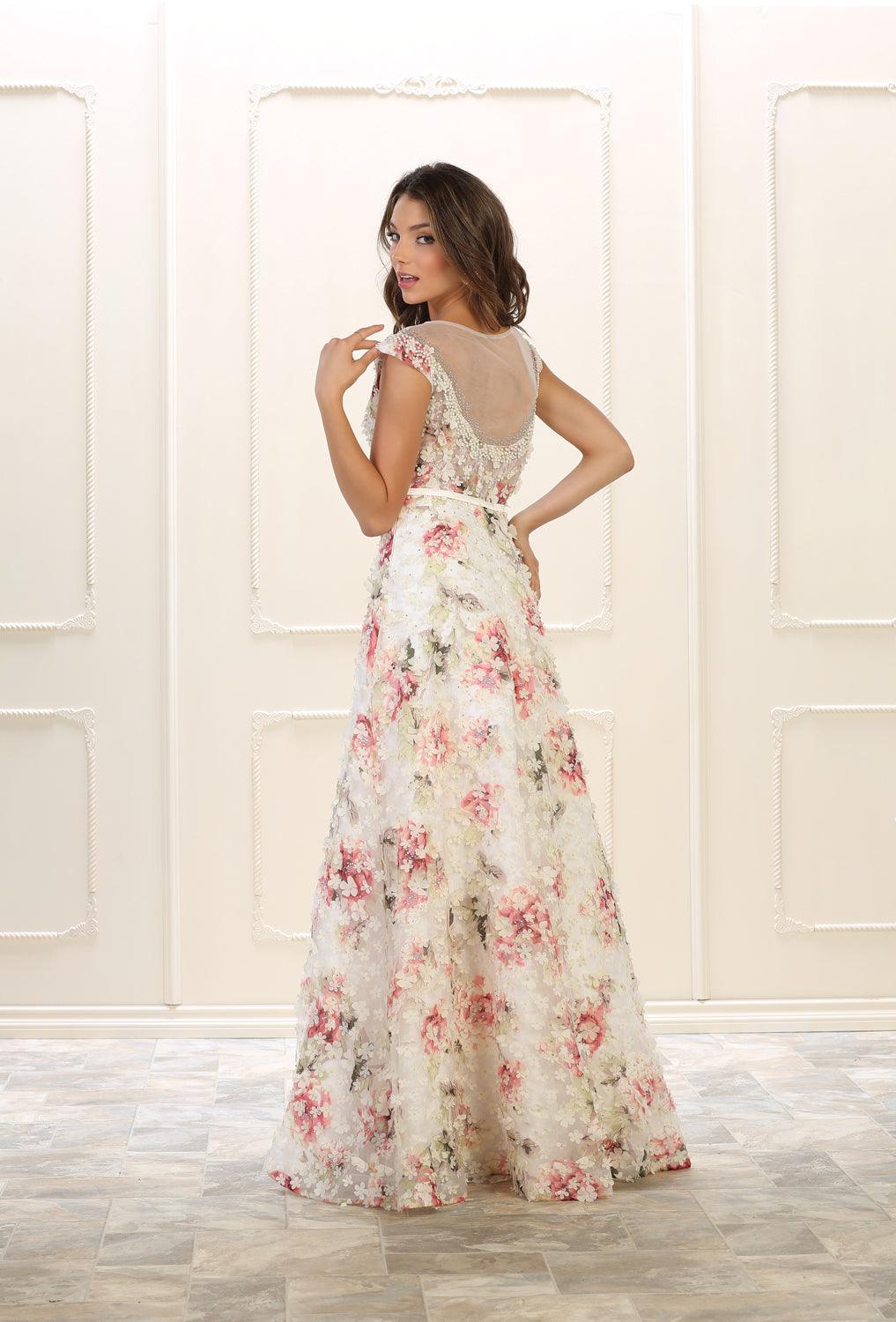 Long Prom Dress Evening Gown Formal Print - The Dress Outlet May Queen