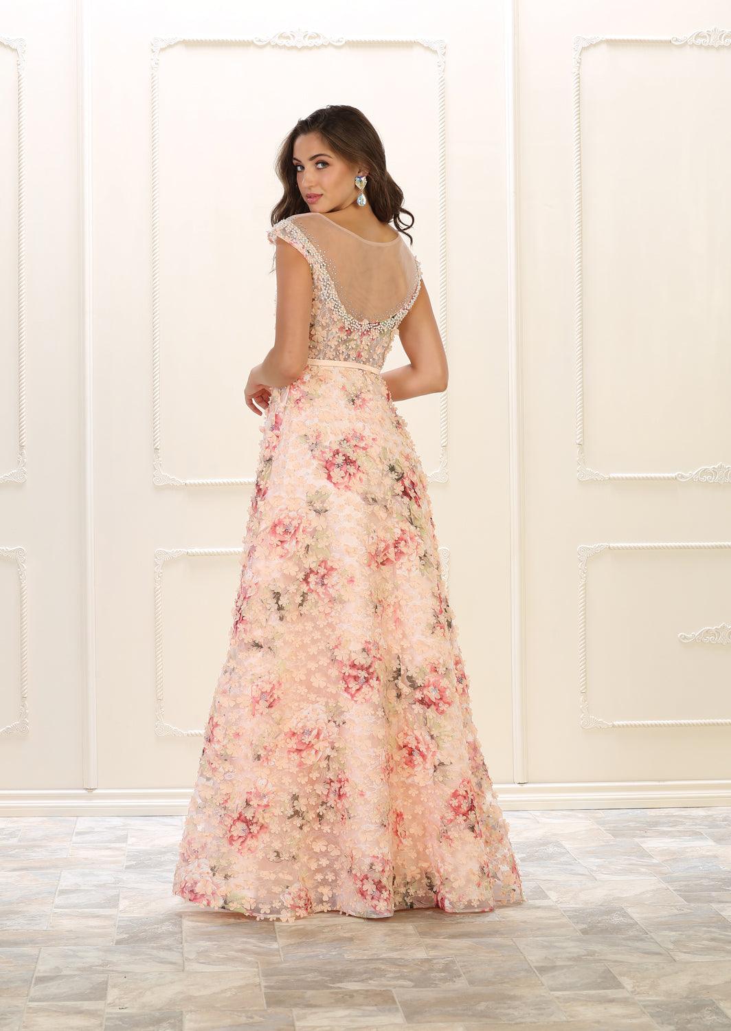 Long Prom Dress Evening Gown Formal Print - The Dress Outlet May Queen
