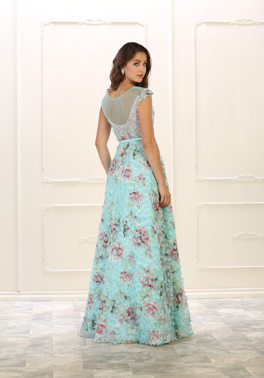 Long Prom Dress Evening Gown Formal Print - The Dress Outlet May Queen