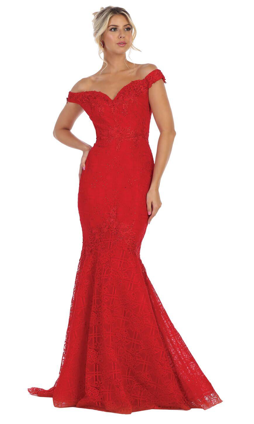 Long Prom Dress Evening Off Shoulder Gown - The Dress Outlet May Queen