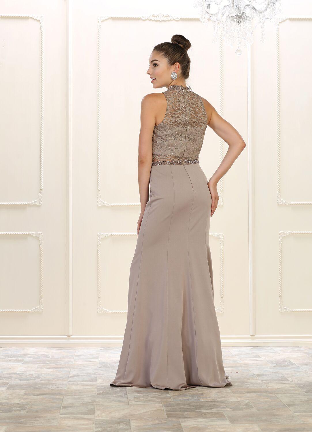 Long Prom Dress Formal Sexy 2 Piece Gown - The Dress Outlet May Queen