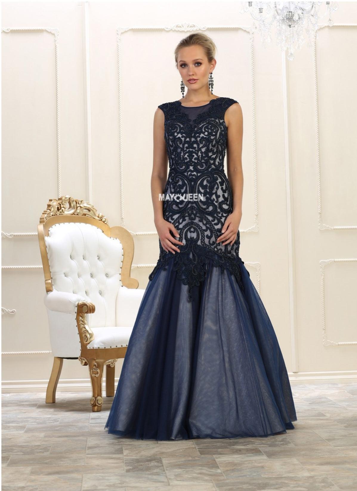 Long Prom Dress Plus Size Formal Evening Gown - The Dress Outlet May Queen