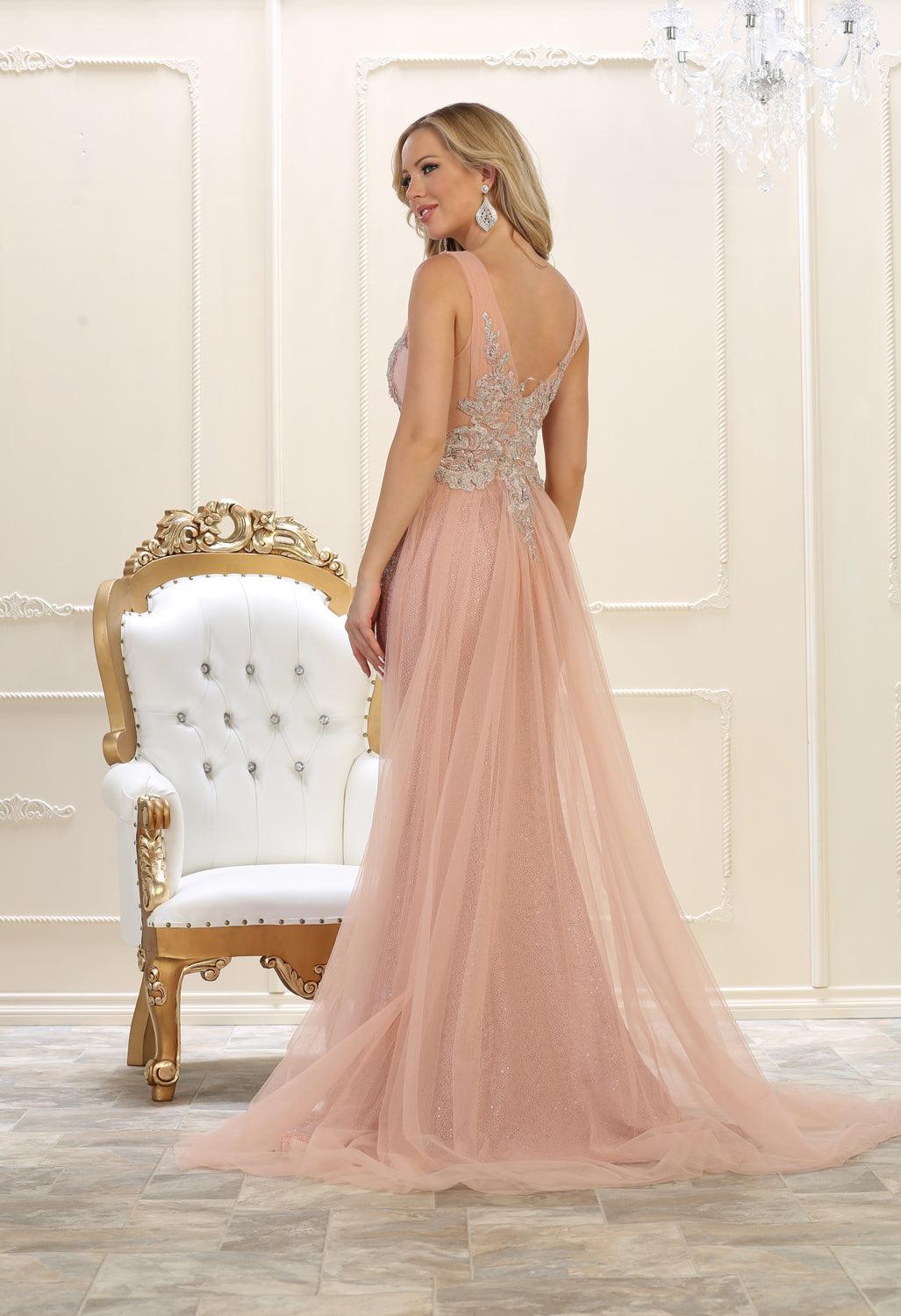 Long Prom Dress Plus Size Fitted Evening Gown - The Dress Outlet May Queen
