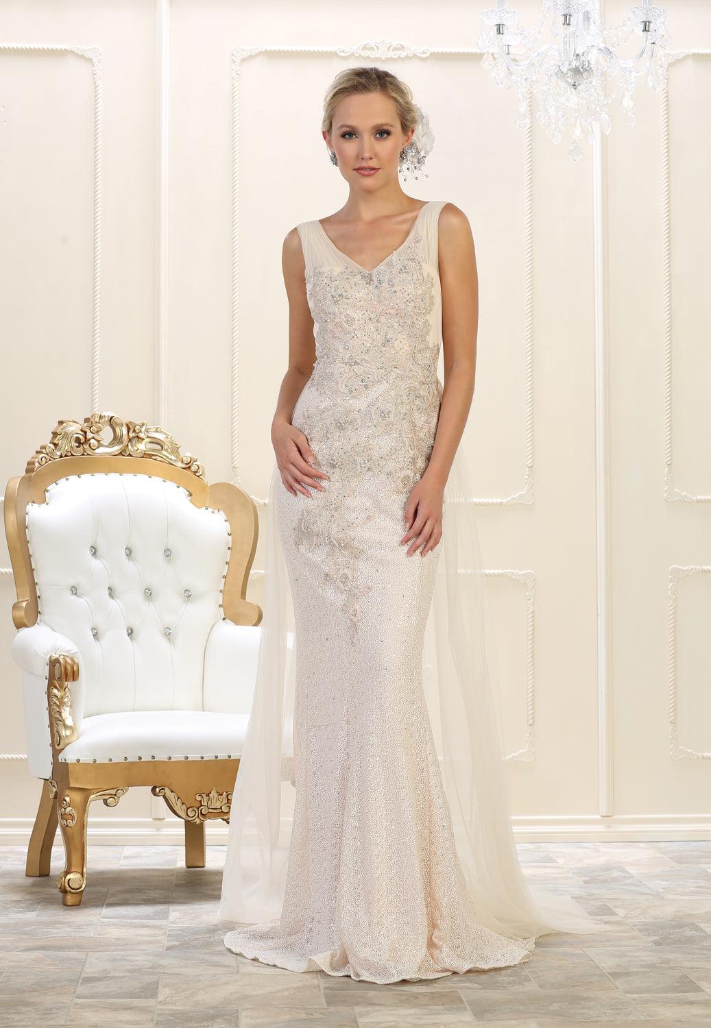 Long Prom Dress Plus Size Fitted Evening Gown - The Dress Outlet May Queen