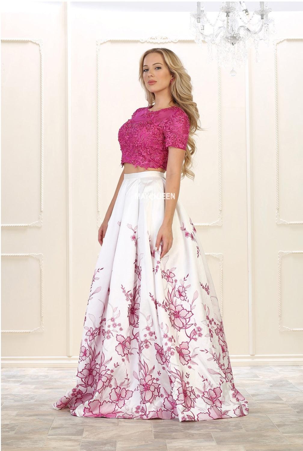Long Prom Two Piece Set Formal Dress - The Dress Outlet May Queen