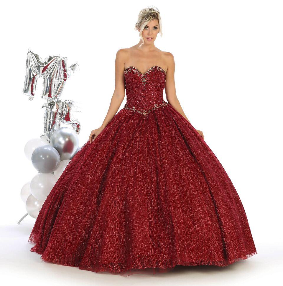 Long Quinceanera Strapless Sweet 16 Dress - The Dress Outlet May Queen