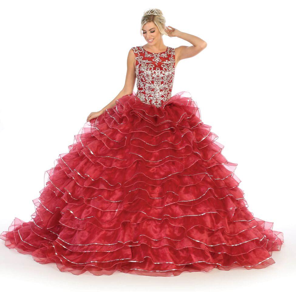 Long Quinceanera Sweet 16 Ball Gown Dress - The Dress Outlet May Queen