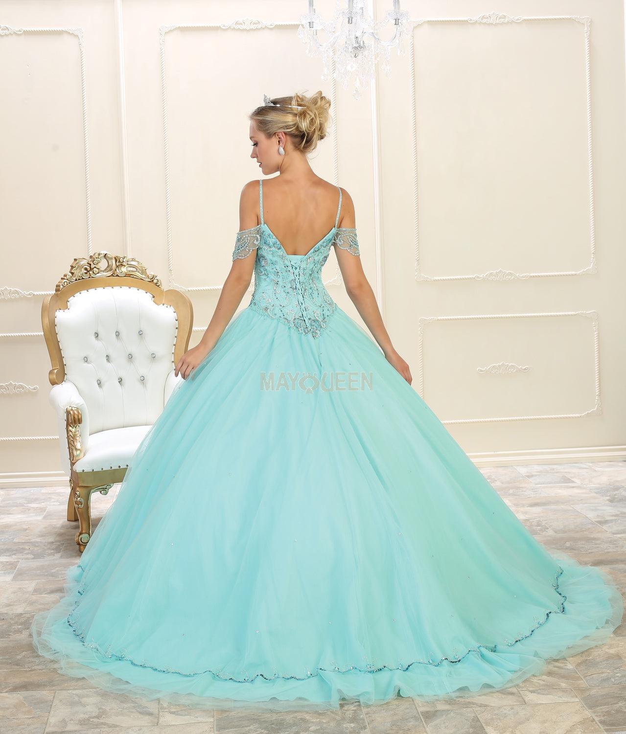 Long Quinceneara Dress Off Shoulder - The Dress Outlet May Queen