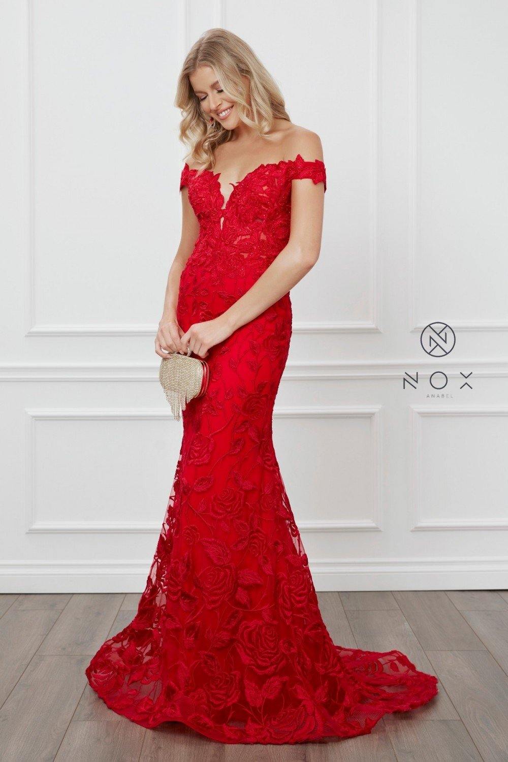 Long Red Ball Gown Prom Dress - The Dress Outlet