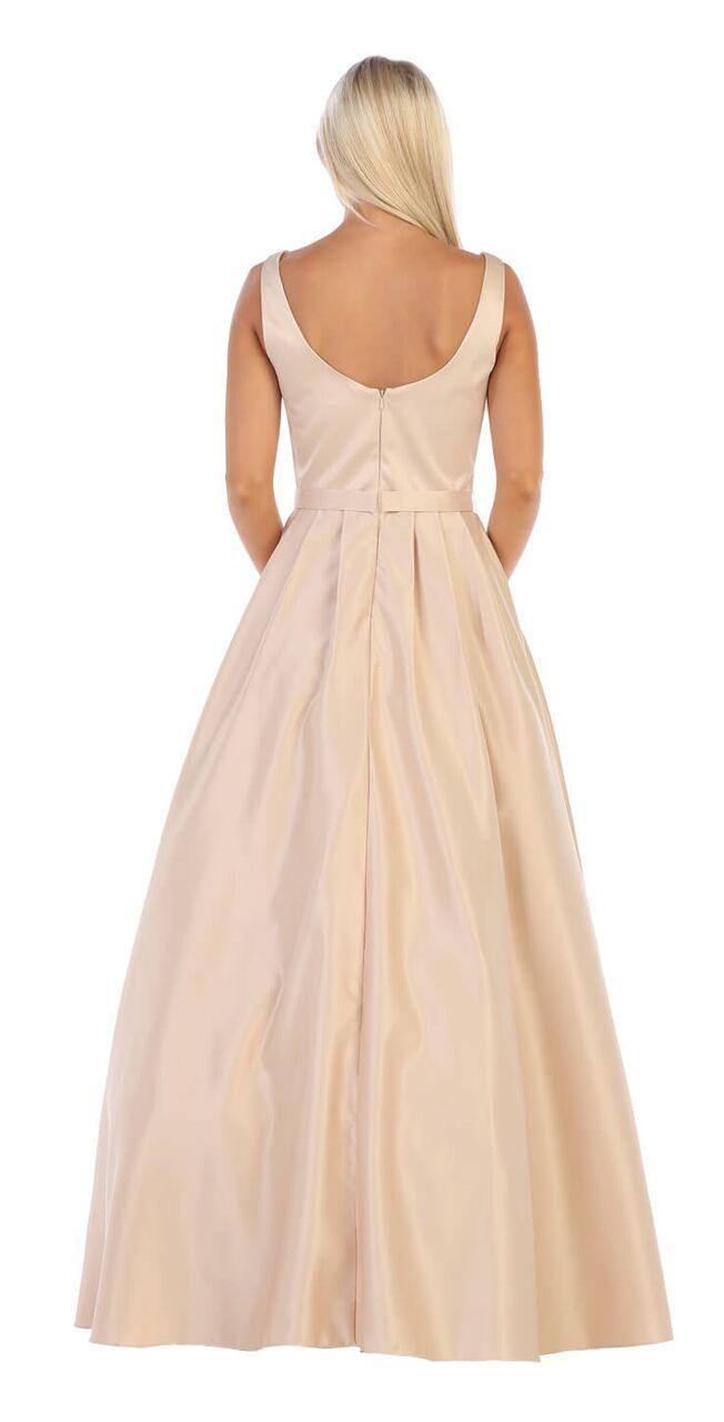 Long Satin Formal Prom Dress Evening Gown - The Dress Outlet
