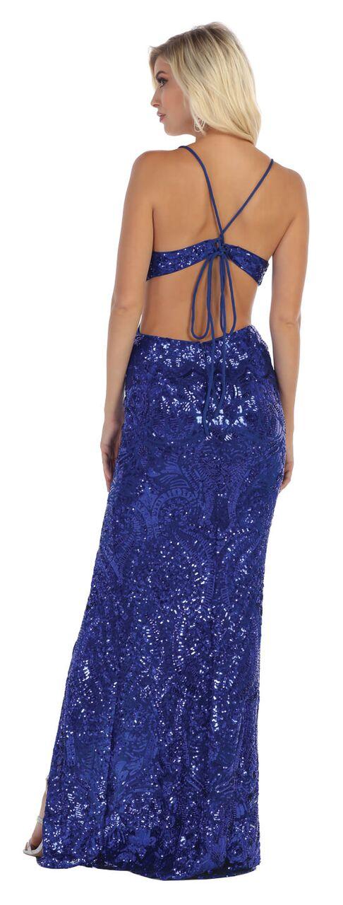 Long Sequin High Slit Prom Dress Formal Evening Gown - The Dress Outlet May Queen