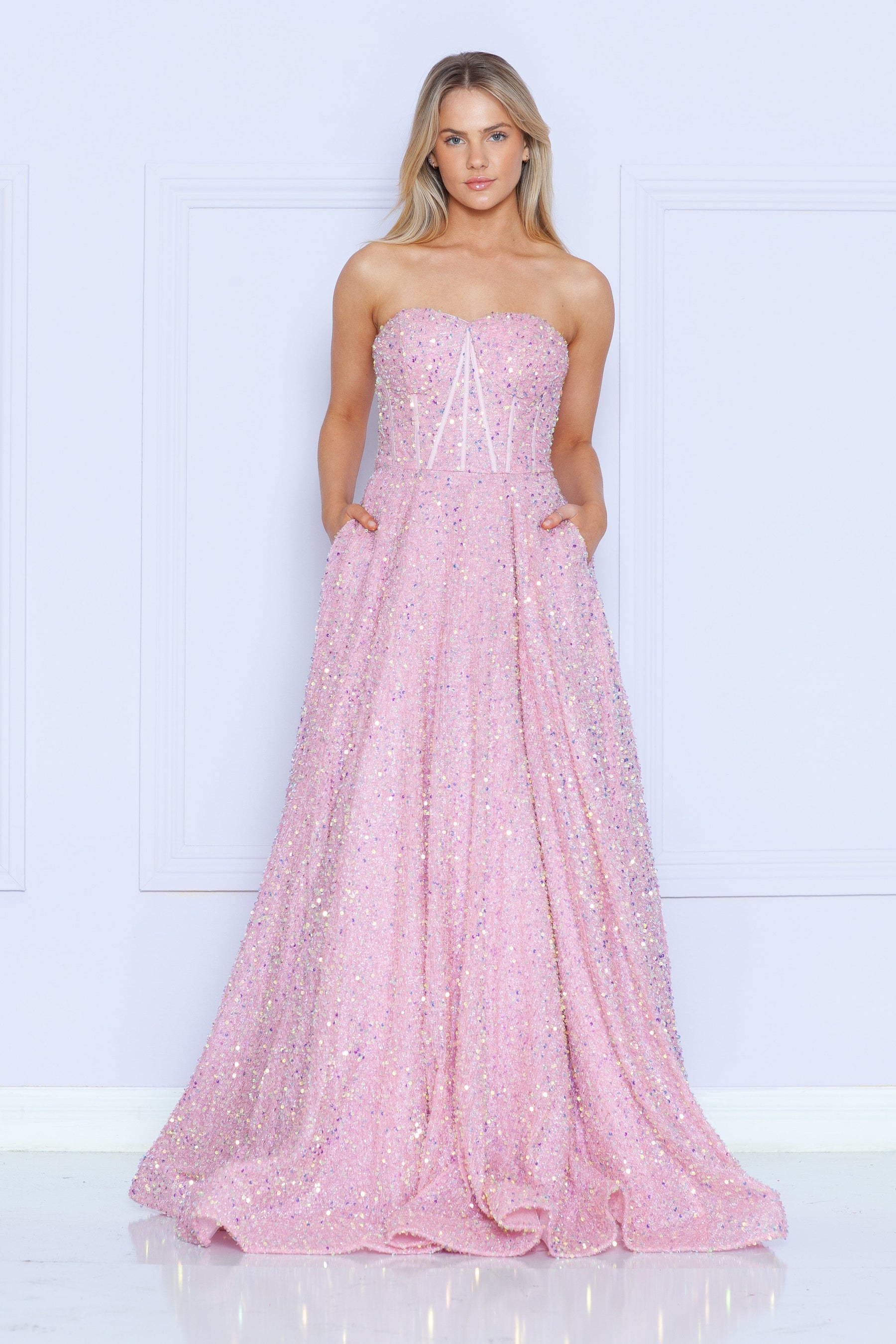 Rose Sweetheart Floor Length Velvet Prom Dress with A-line Skirt Formal Gown Poly USA 9152