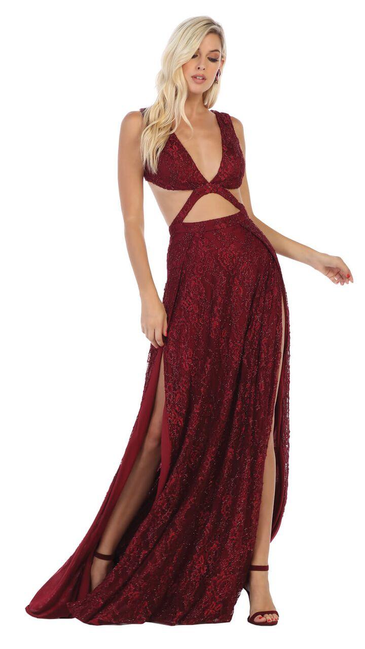 Long Sexy Cutout Formal Prom Dress Evening Gown - The Dress Outlet May Queen