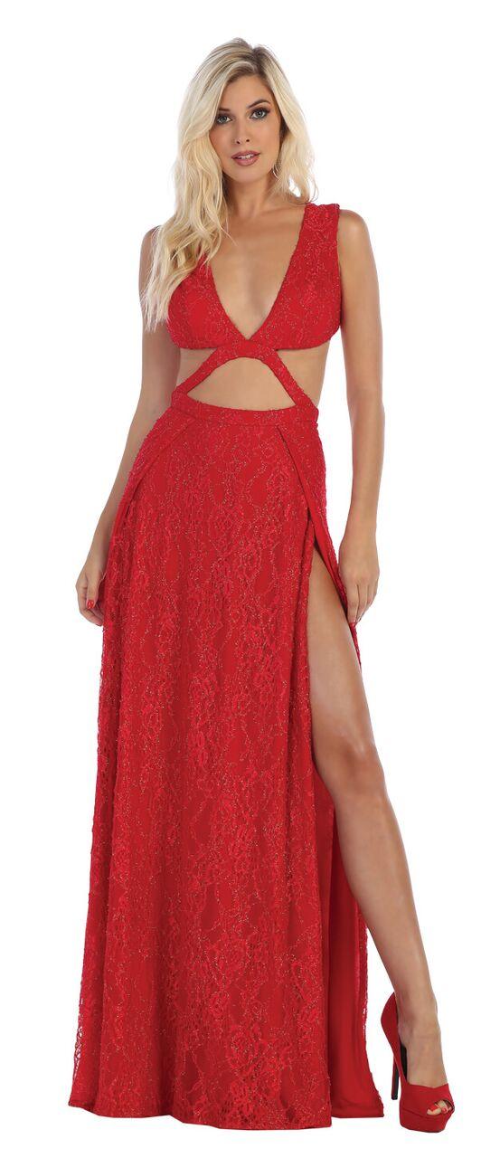 Long Sexy Cutout Formal Prom Dress Evening Gown - The Dress Outlet May Queen