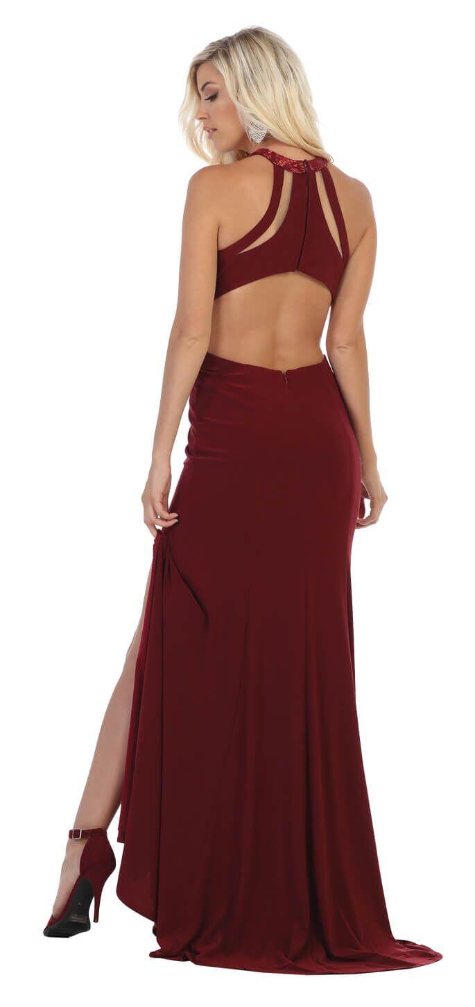Long Sexy Dress Formal Prom Open Back - The Dress Outlet May Queen