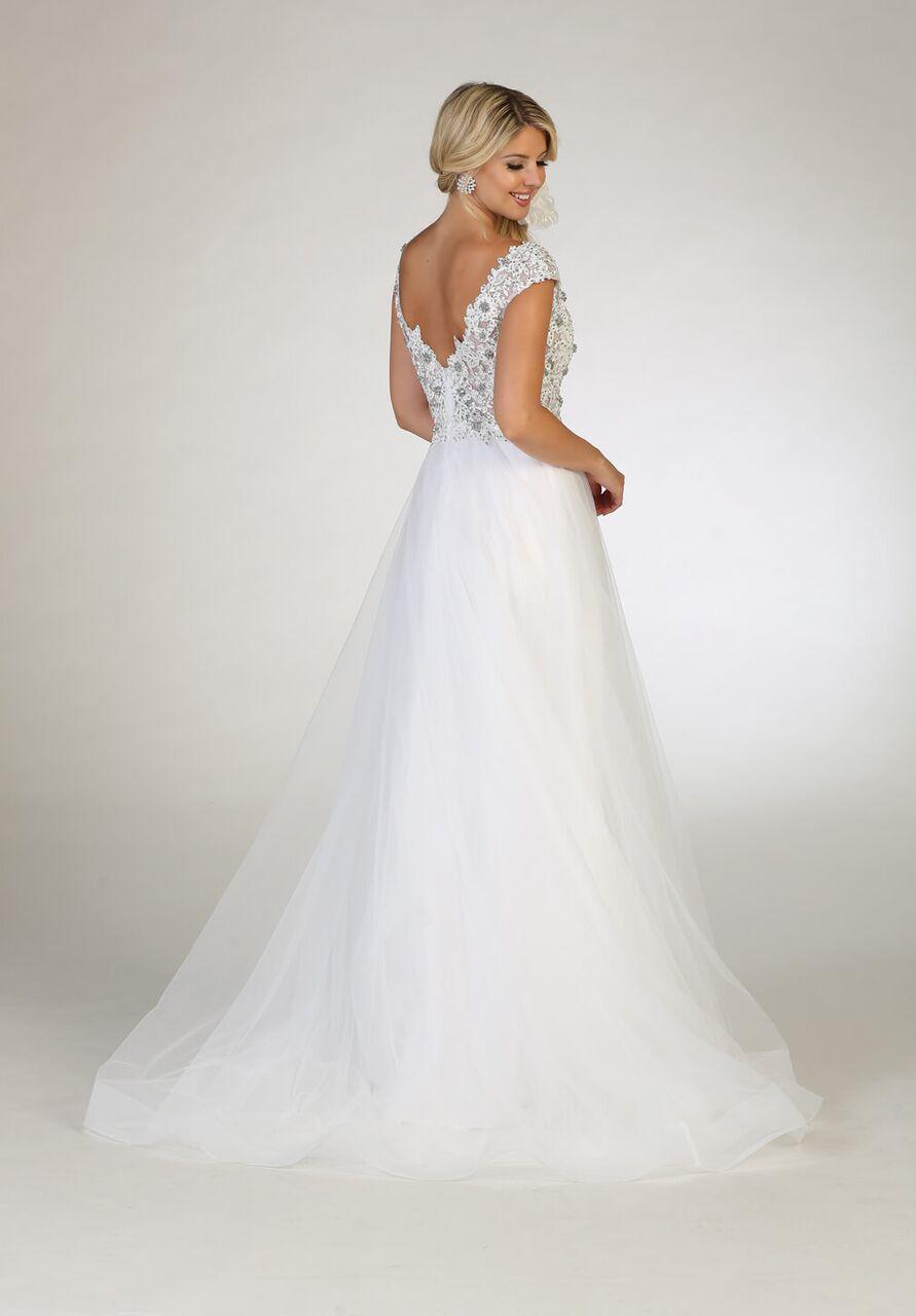 Long Simple Wedding Dress Bridal Gown - The Dress Outlet May Queen