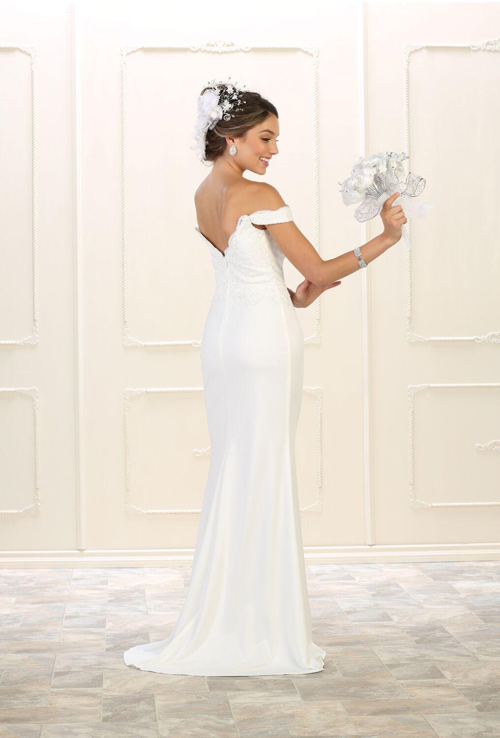 Long Simple Wedding Dress Plus Size Bridal Gown - The Dress Outlet May Queen