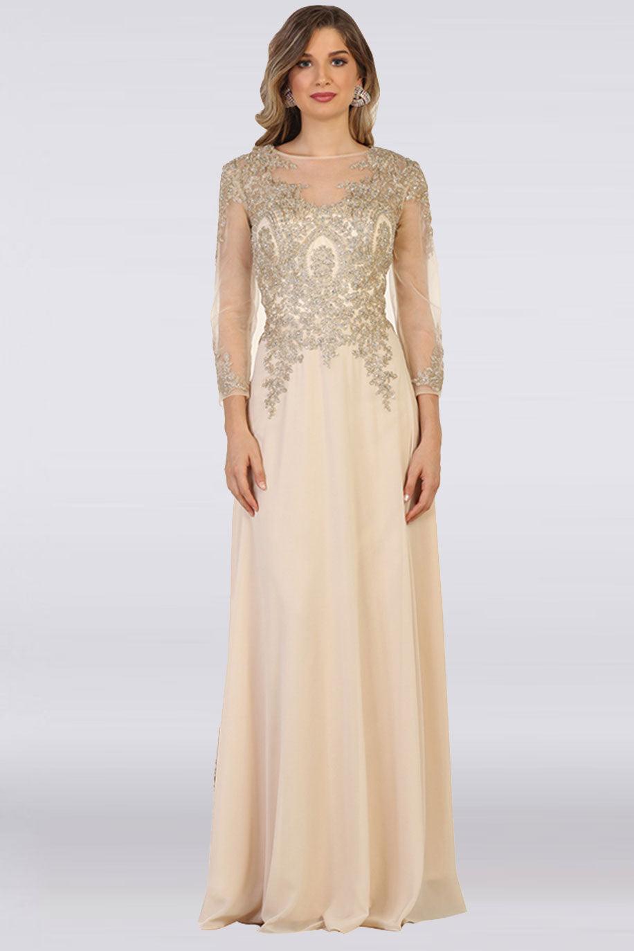 Long Sleeve Dress Plus Size Formal Mother of the Bride - The Dress Outlet May Queen