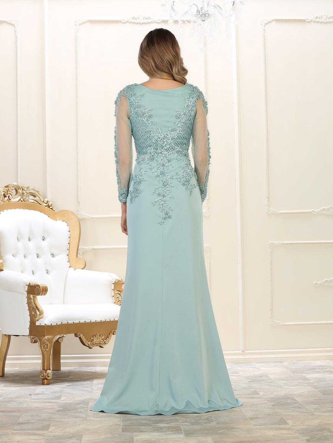 Long Sleeve Formal Dress Evening Gown - The Dress Outlet May Queen