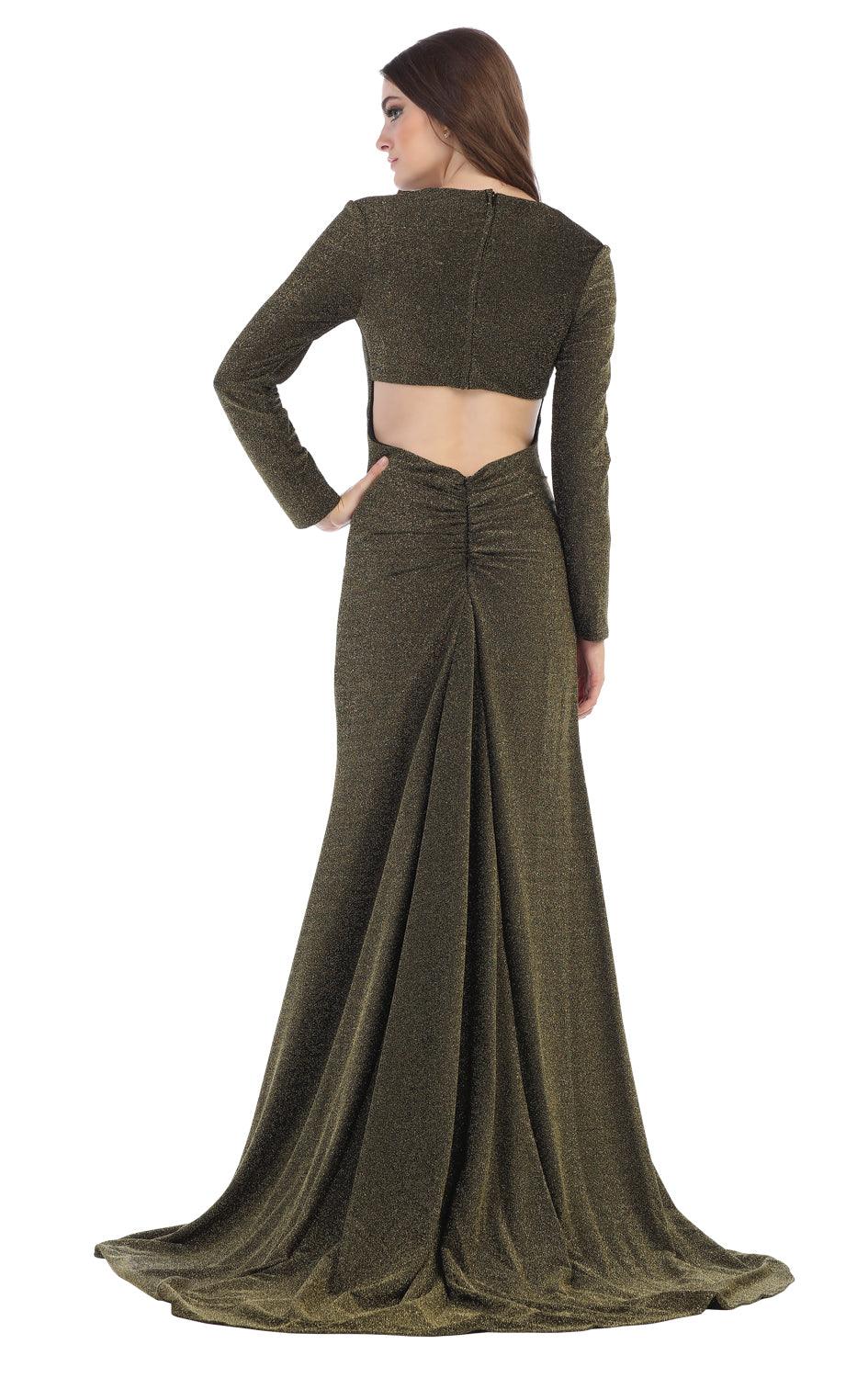 Long Sleeve Formal Dress Evening Open Back - The Dress Outlet May Queen