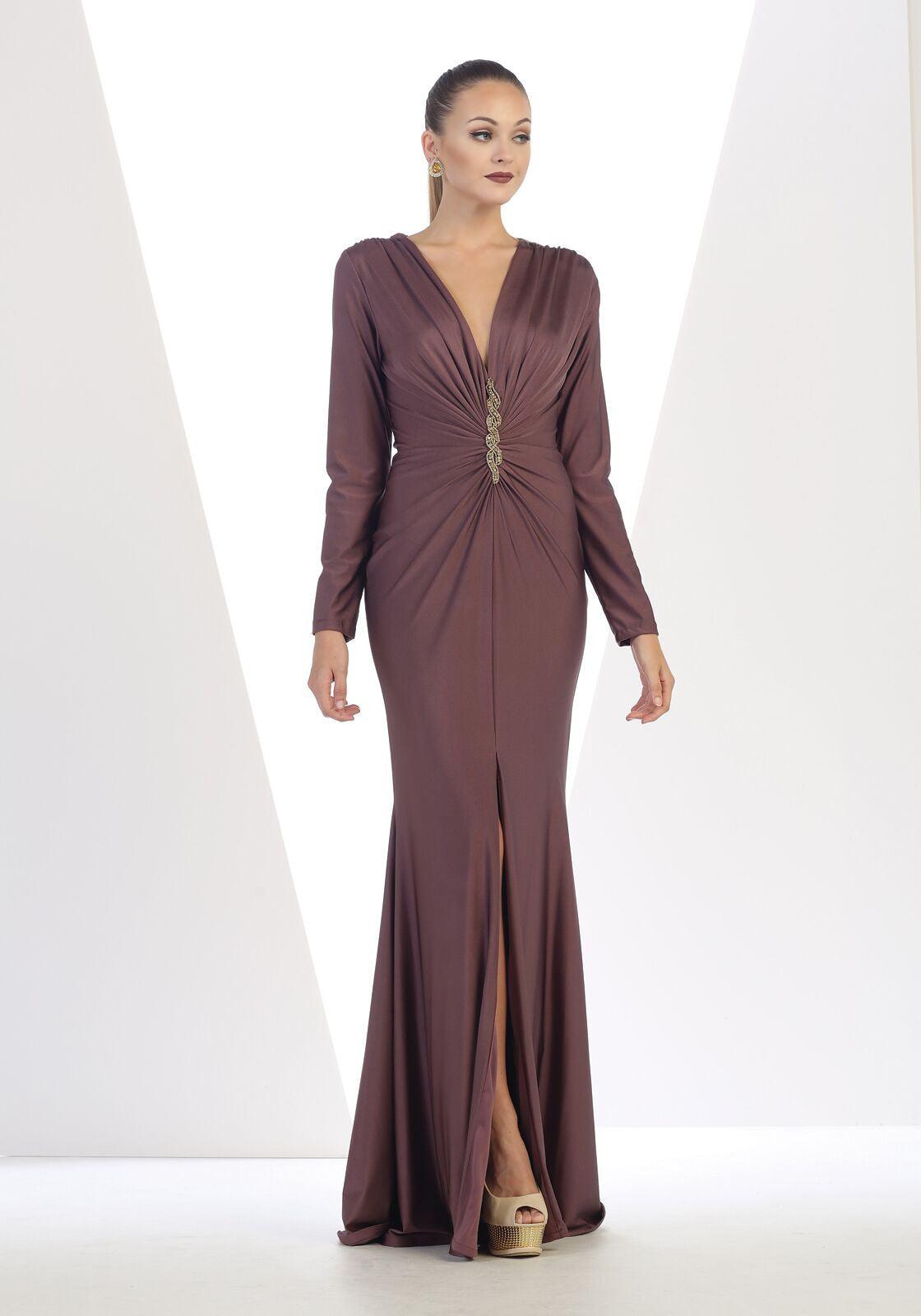 Long Sleeve Formal Dress Evening Party Prom Gown - The Dress Outlet May Queen