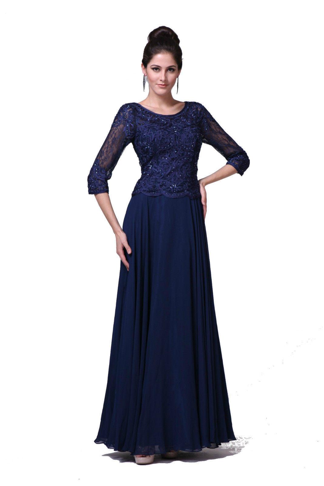 Long Sleeve Mother of the Bride Dress - The Dress Outlet May Queen