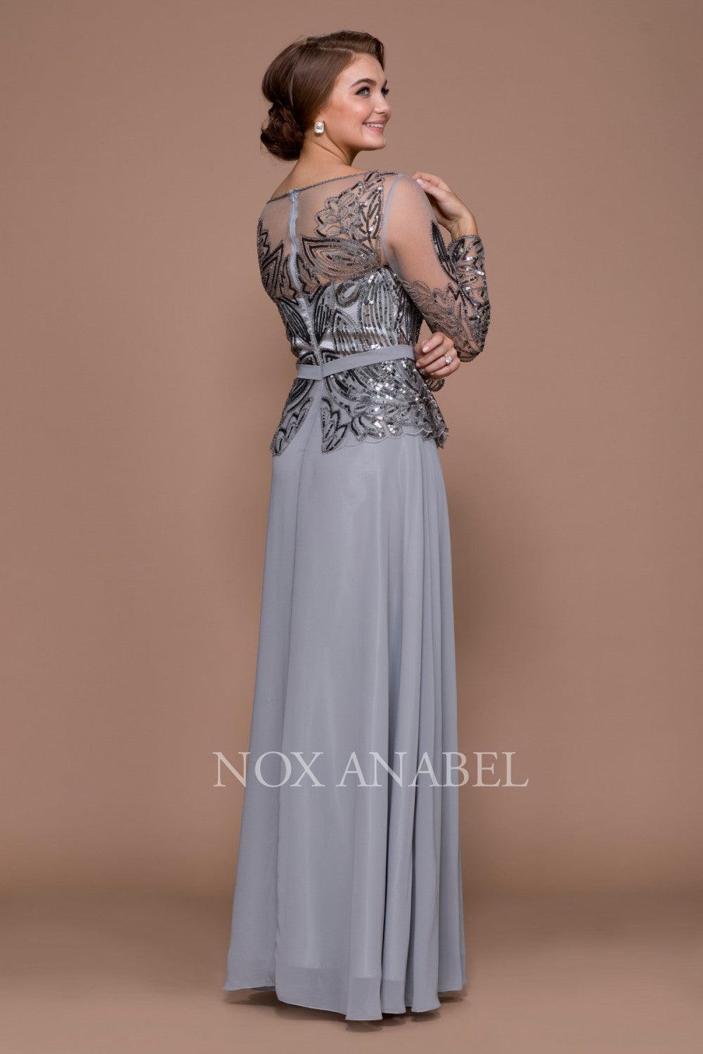 Long Sleeve Mother of the Bride Dress - The Dress Outlet Nox Anabel