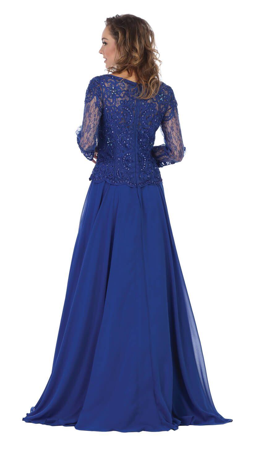 Long Sleeve Mother of the Bride Dress - The Dress Outlet May Queen