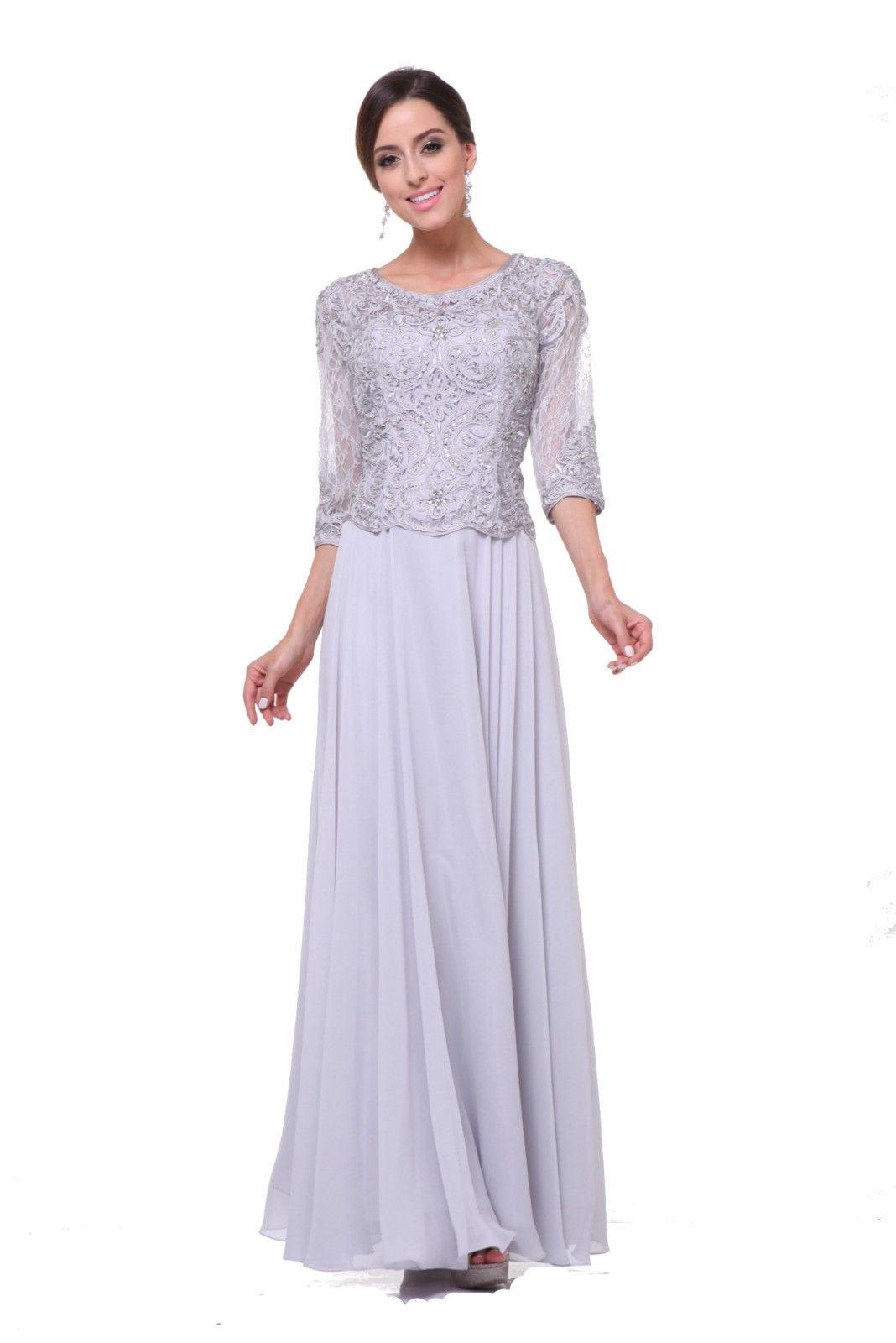 Long Sleeve Mother of the Bride Dress - The Dress Outlet May Queen