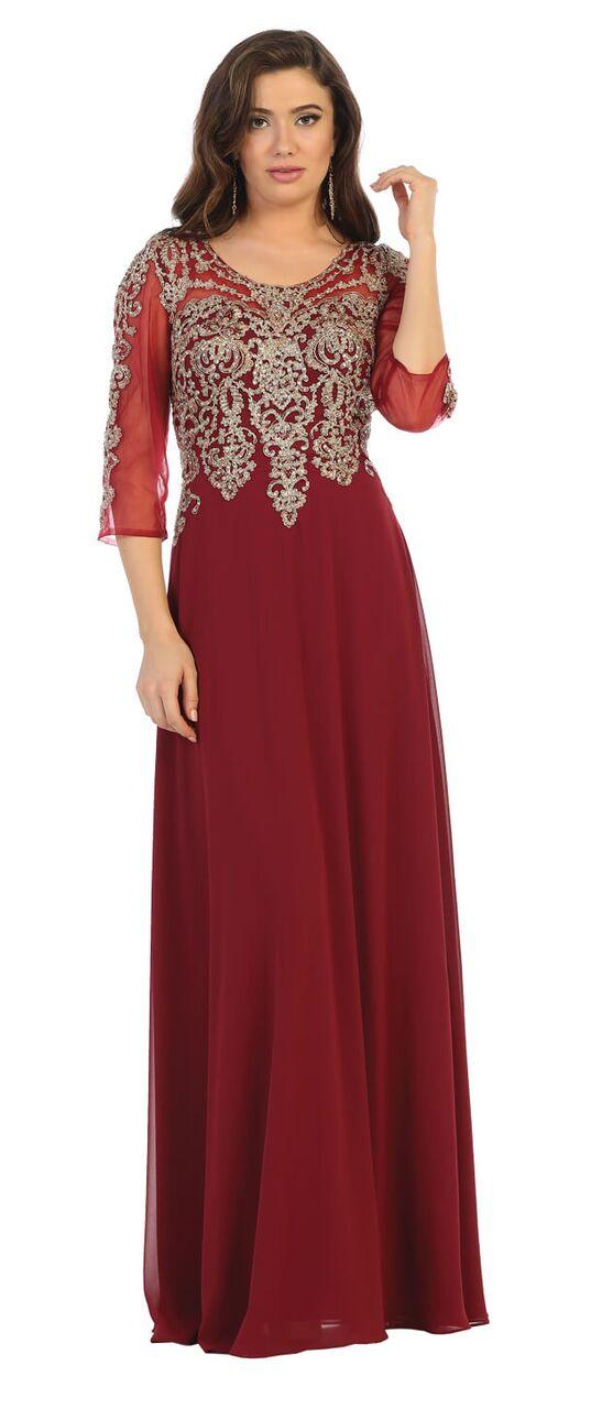 Long Sleeve Mother of the Bride Formal Dress - The Dress Outlet May Queen