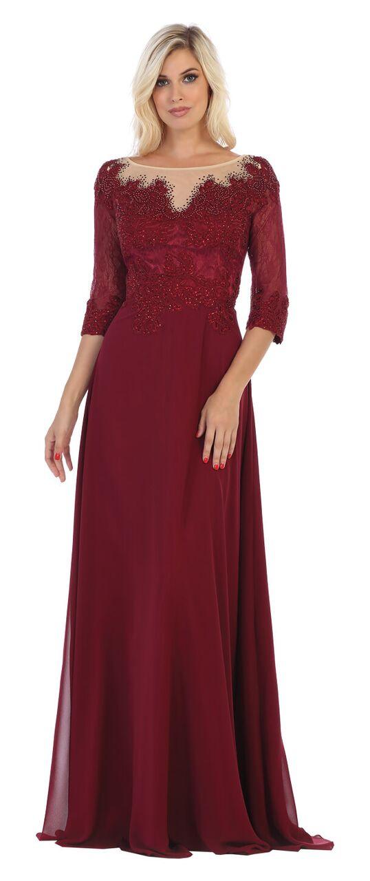 Long Sleeve Mother of the Bride Formal Dress - The Dress Outlet May Queen
