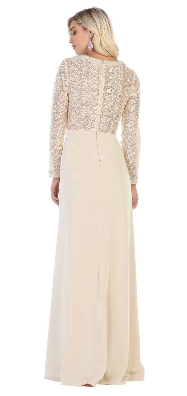 Long Sleeve Mother of the Bride Formal Dress - The Dress Outlet May Queen