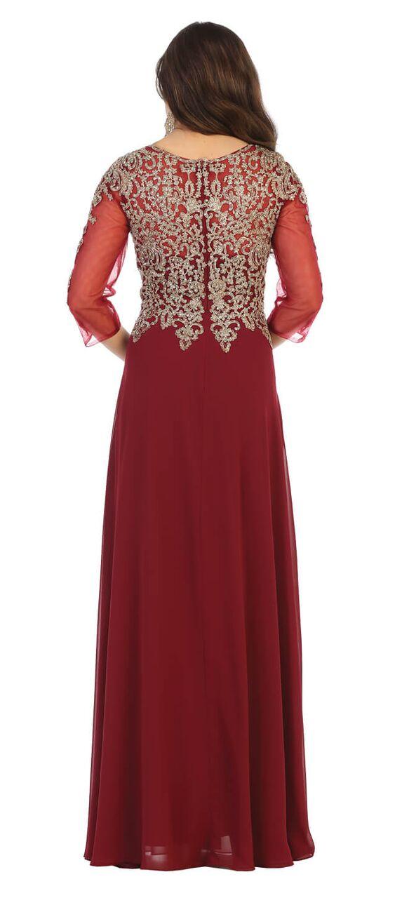 Long Sleeve Mother of the Bride Formal Dress - The Dress Outlet May Queen
