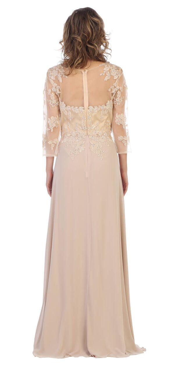 Long Sleeve Mother of the Bride Formal Dress - The Dress Outlet May Queen