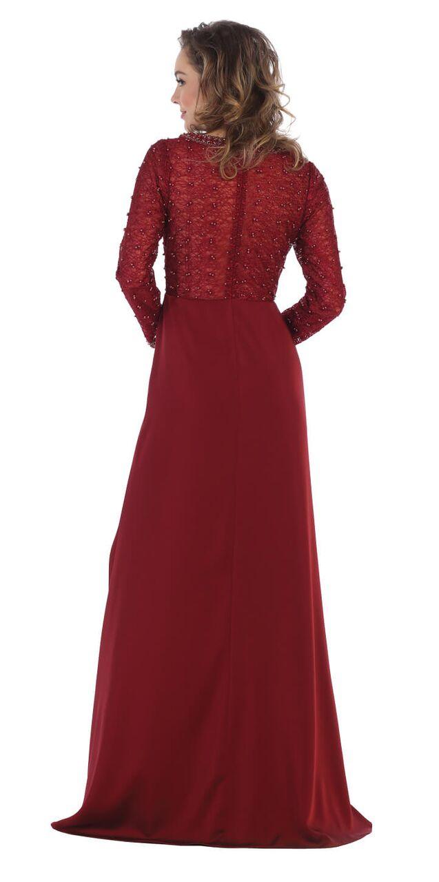 Long Sleeve Mother of the Bride Formal Dress - The Dress Outlet May Queen
