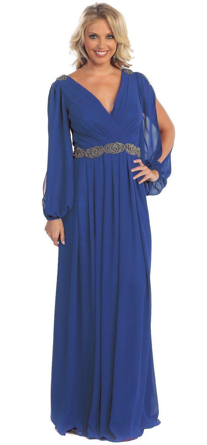 Long Sleeve Mother of the Bride Formal Plus Size Dress Groom - The Dress Outlet May Queen