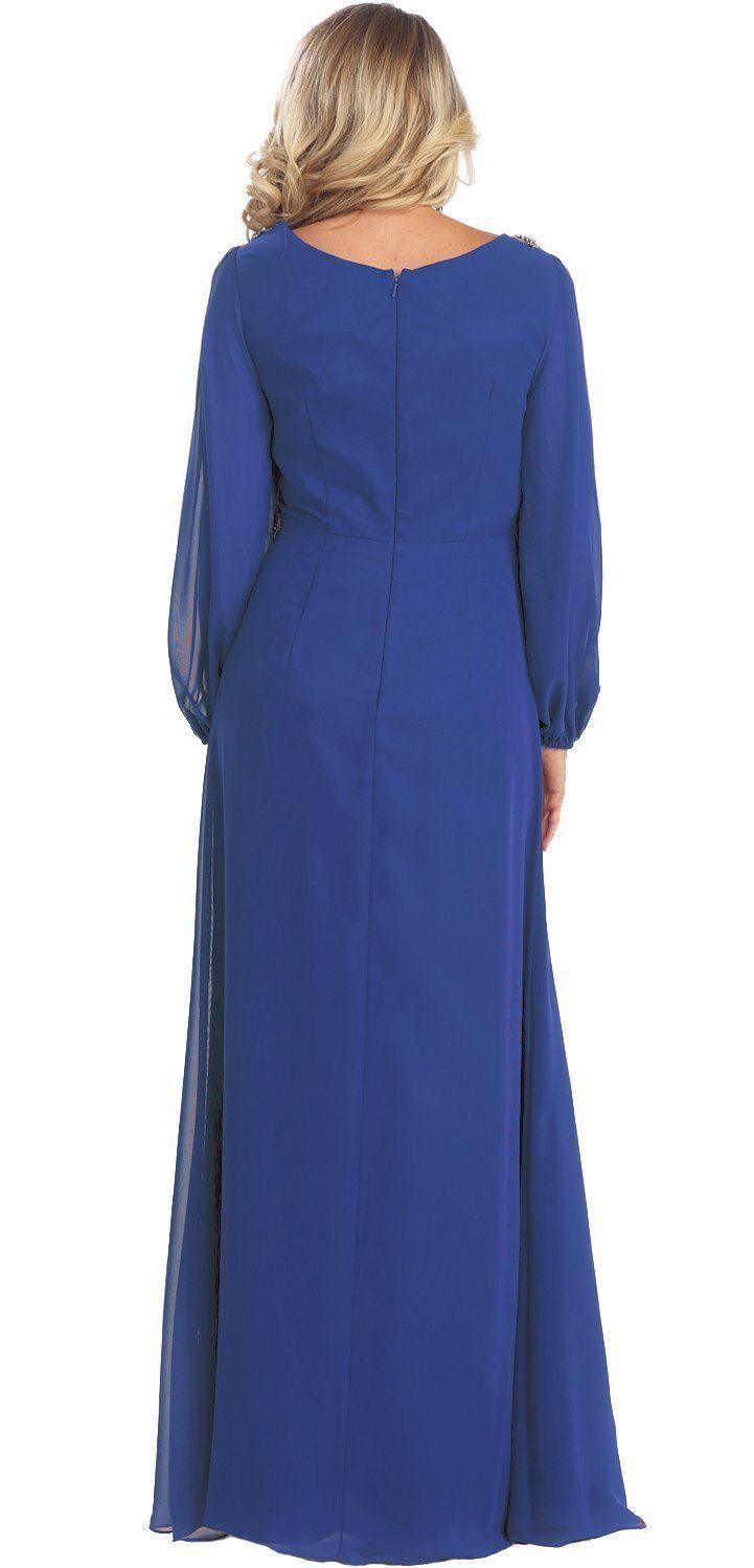 Long Sleeve Mother of the Bride Formal Plus Size Dress Groom - The Dress Outlet May Queen