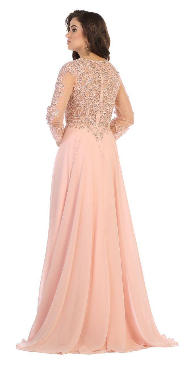 Long Sleeve Mother of the Bride Plus Size Formal Dress - The Dress Outlet May Queen