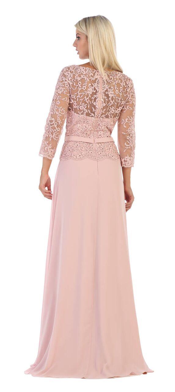 Long Sleeve Mother of the Bride Plus Size Formal Dress - The Dress Outlet May Queen