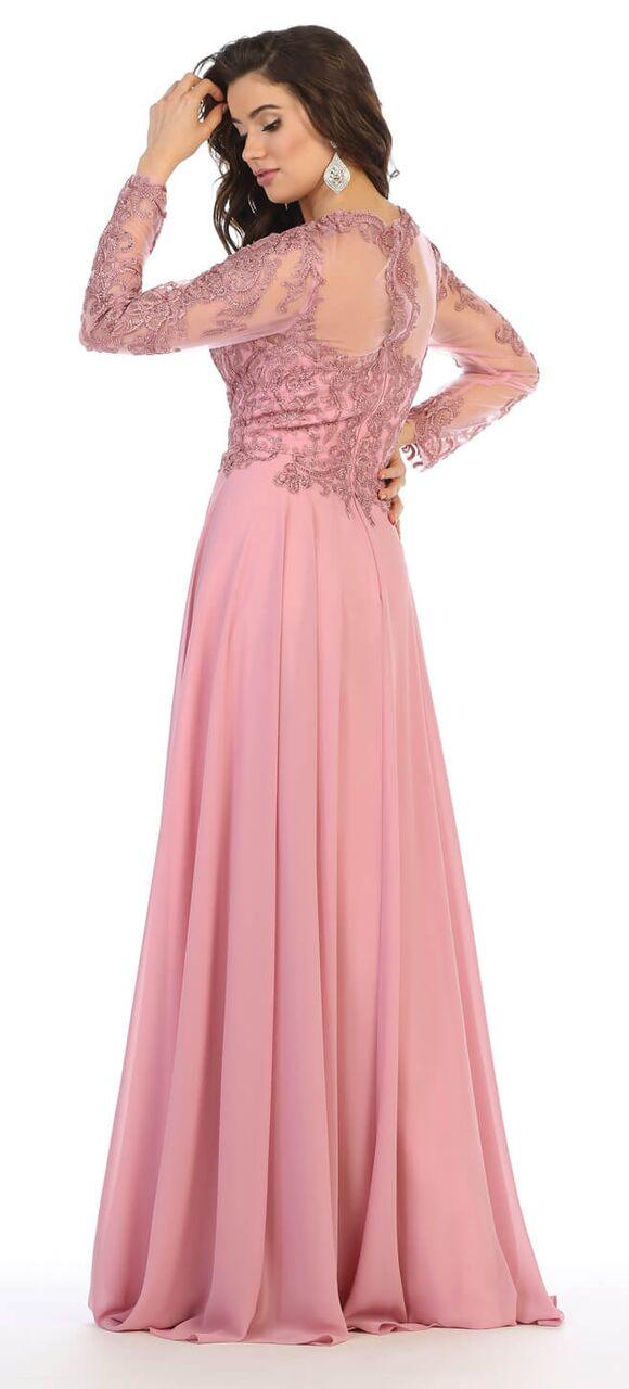 Long Sleeve Mother of the Bride Plus Size Formal Dress - The Dress Outlet May Queen