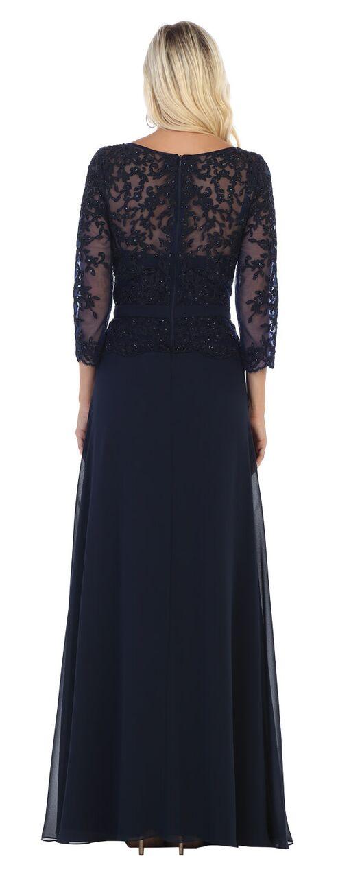 Long Sleeve Mother of the Bride Plus Size Formal Dress - The Dress Outlet May Queen