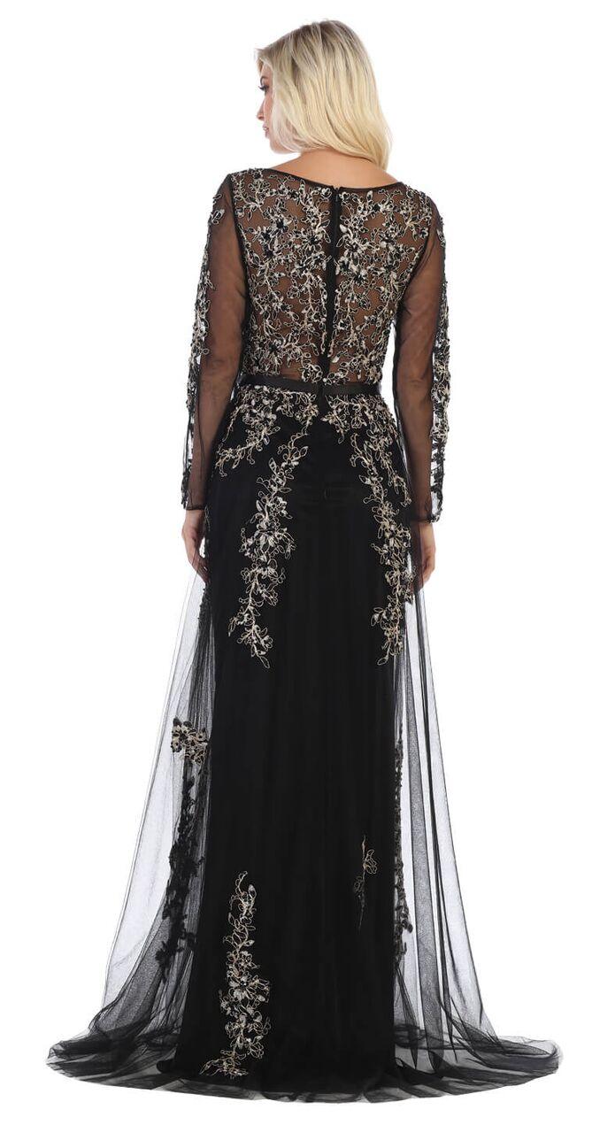 Long Sleeve Plus Size Dress Evening Gown - The Dress Outlet May Queen