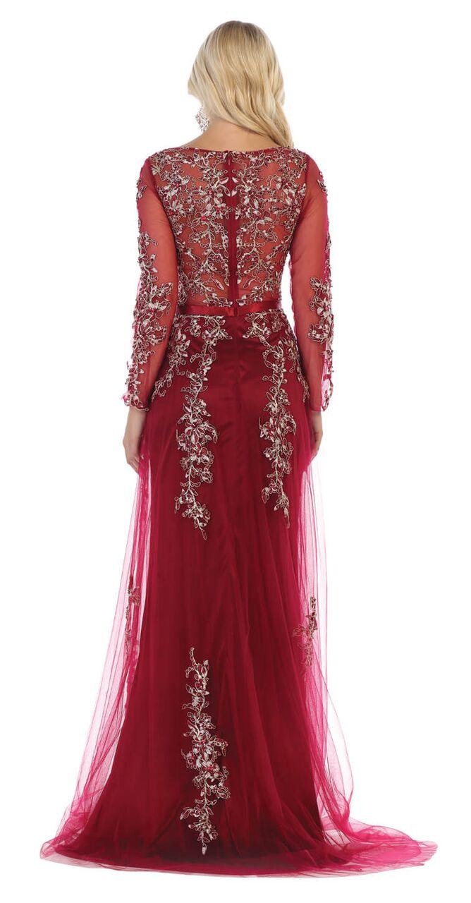 Long Sleeve Plus Size Dress Evening Gown - The Dress Outlet May Queen