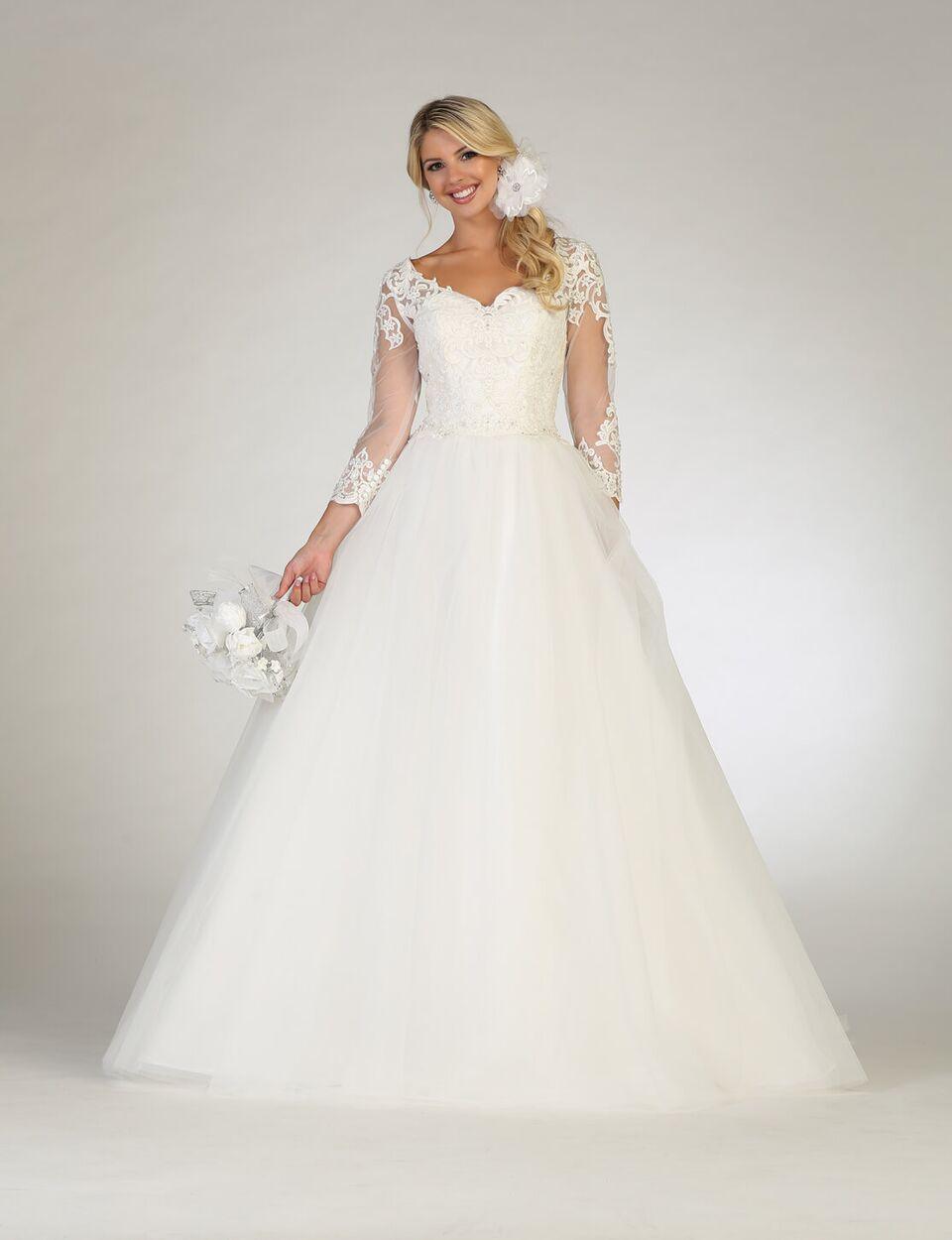 Long Sleeve Wedding Gown Bridal Dress - The Dress Outlet May Queen