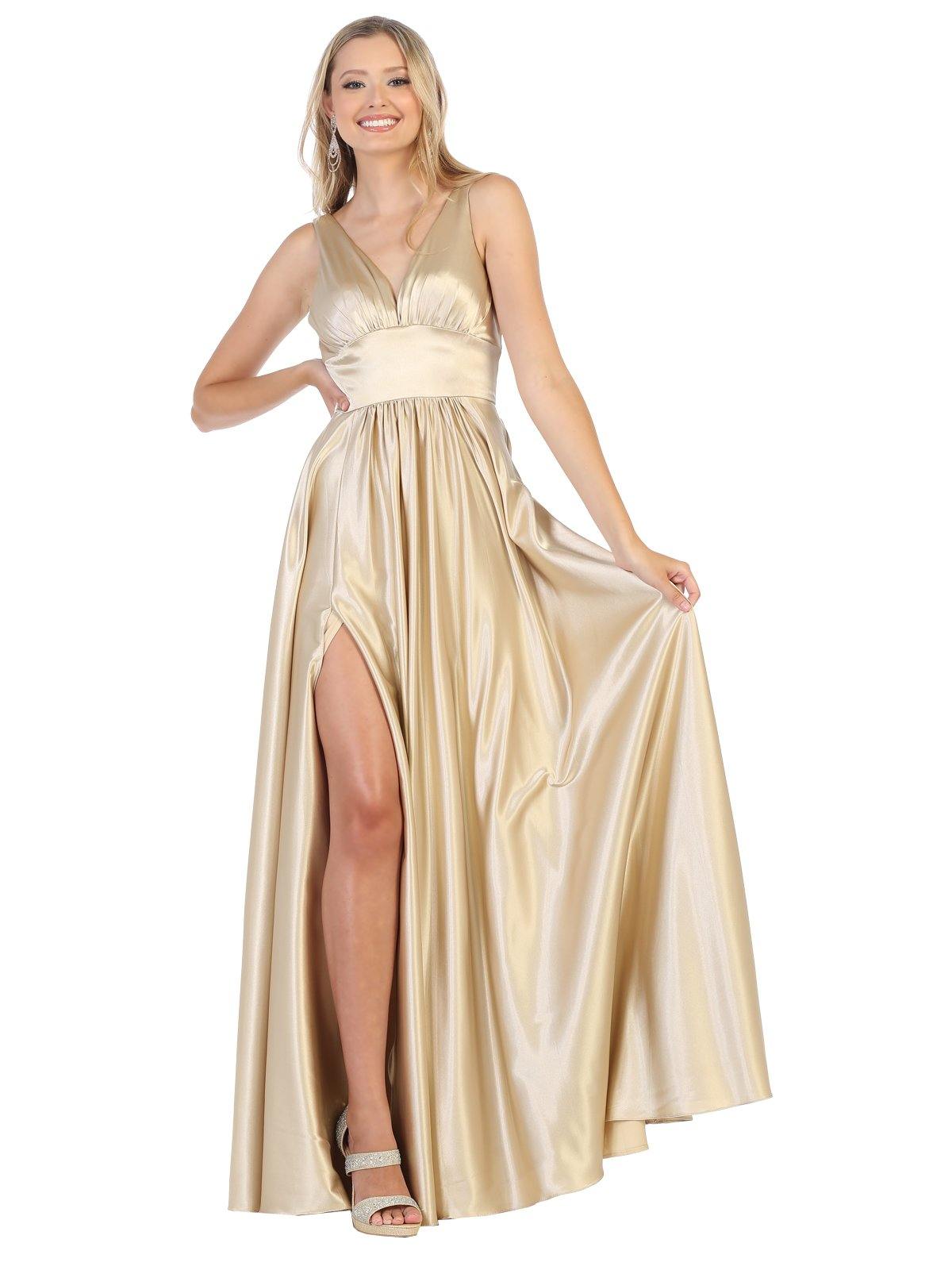 Long Sleeveless Formal Bridesmaids Prom Dress - The Dress Outlet May Queen