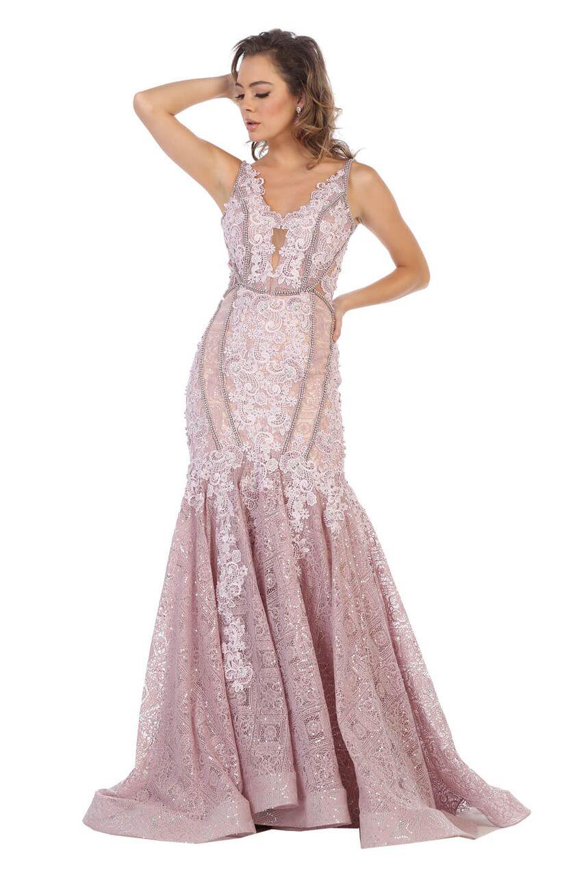 Long Sleeveless Prom Lace Dress Mermaid Gown - The Dress Outlet May Queen