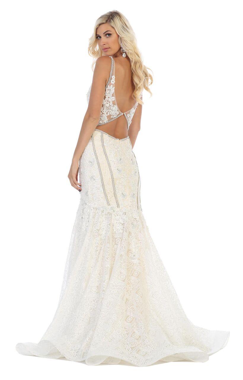 Long Sleeveless Prom Lace Dress Mermaid Gown - The Dress Outlet May Queen
